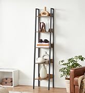 l'étagère est en bois et en métal.