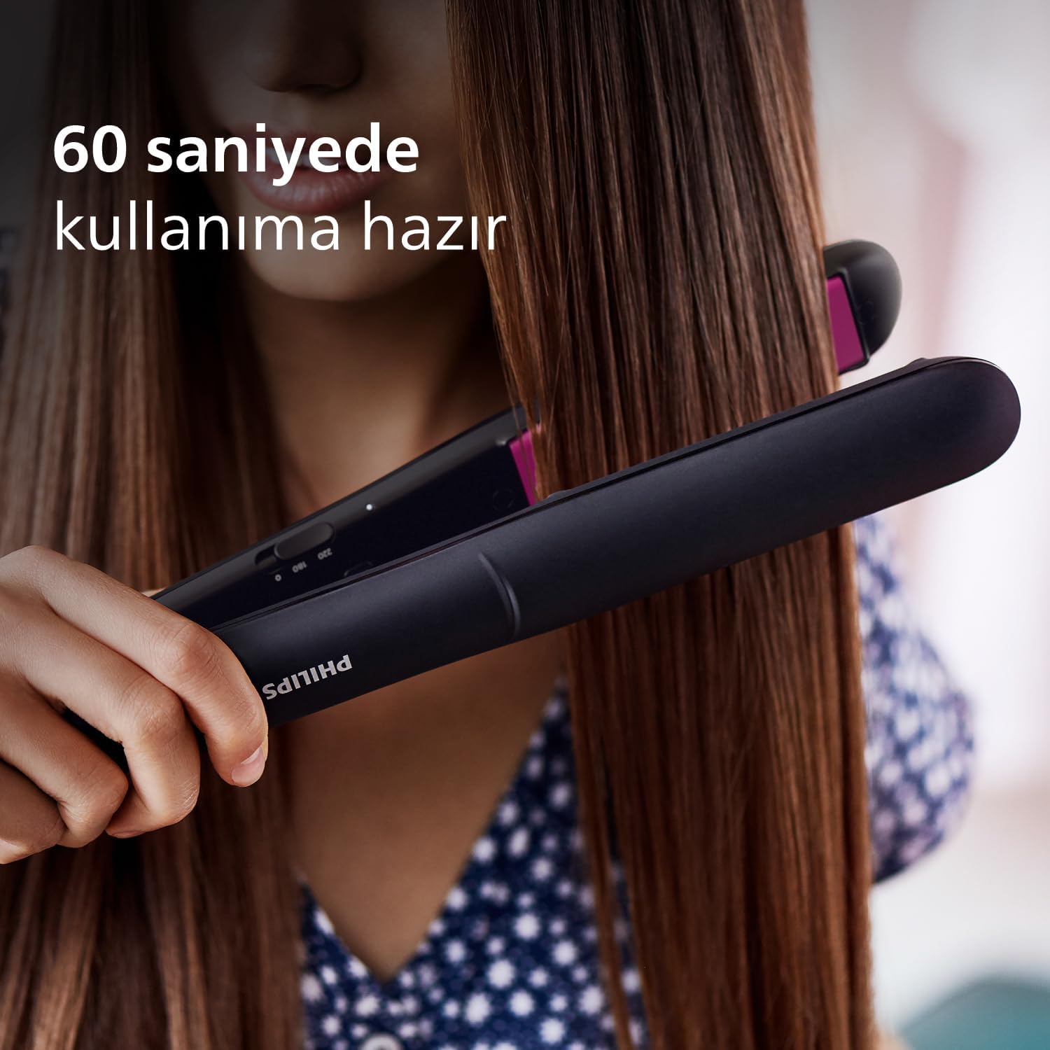 Philips - Lisseur Essential compact - Céramique/Kératine, Thermoprotect - BHS375/00