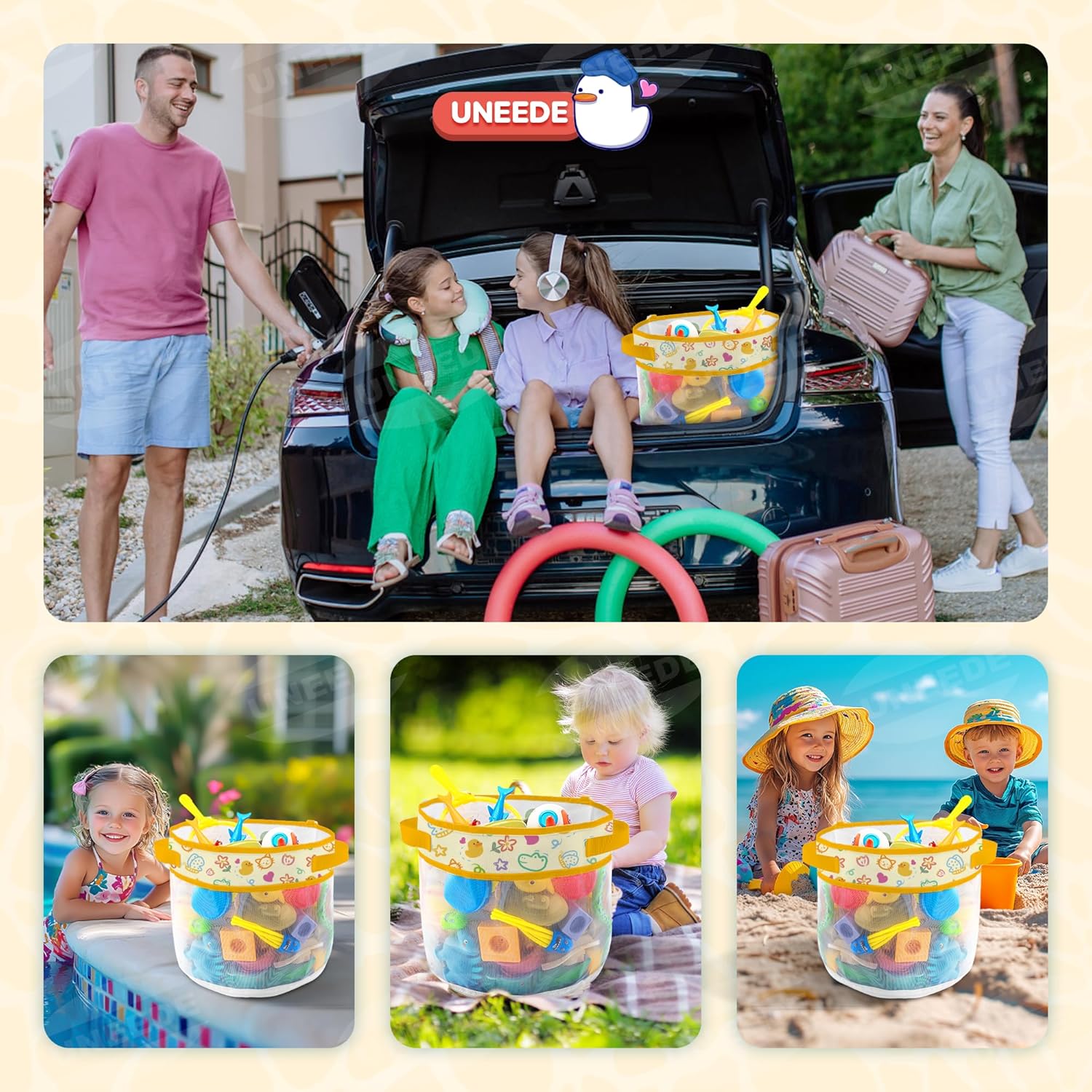 UNEEDE - rangement jouets bain canard - compact - filet pratique