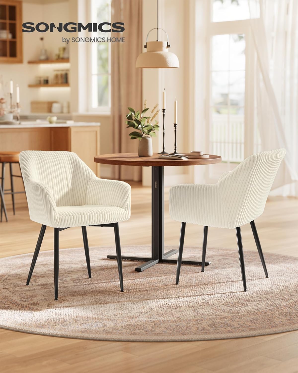 SONGMICS - chaises salle à manger velours, 120 kg, accoudoirs, métal, LDC087WD01-4J