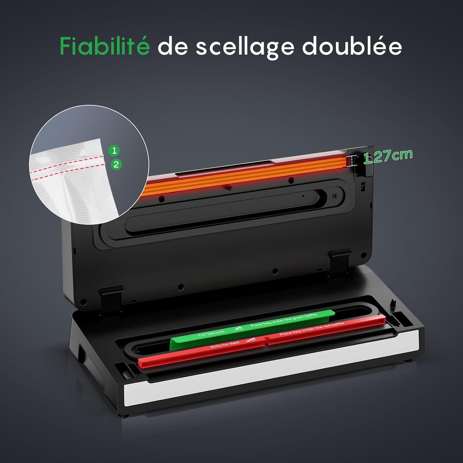 FRESKO - machine sous vide 140W, double scellage, sec/humide, 10 sacs, 4 kits bocaux