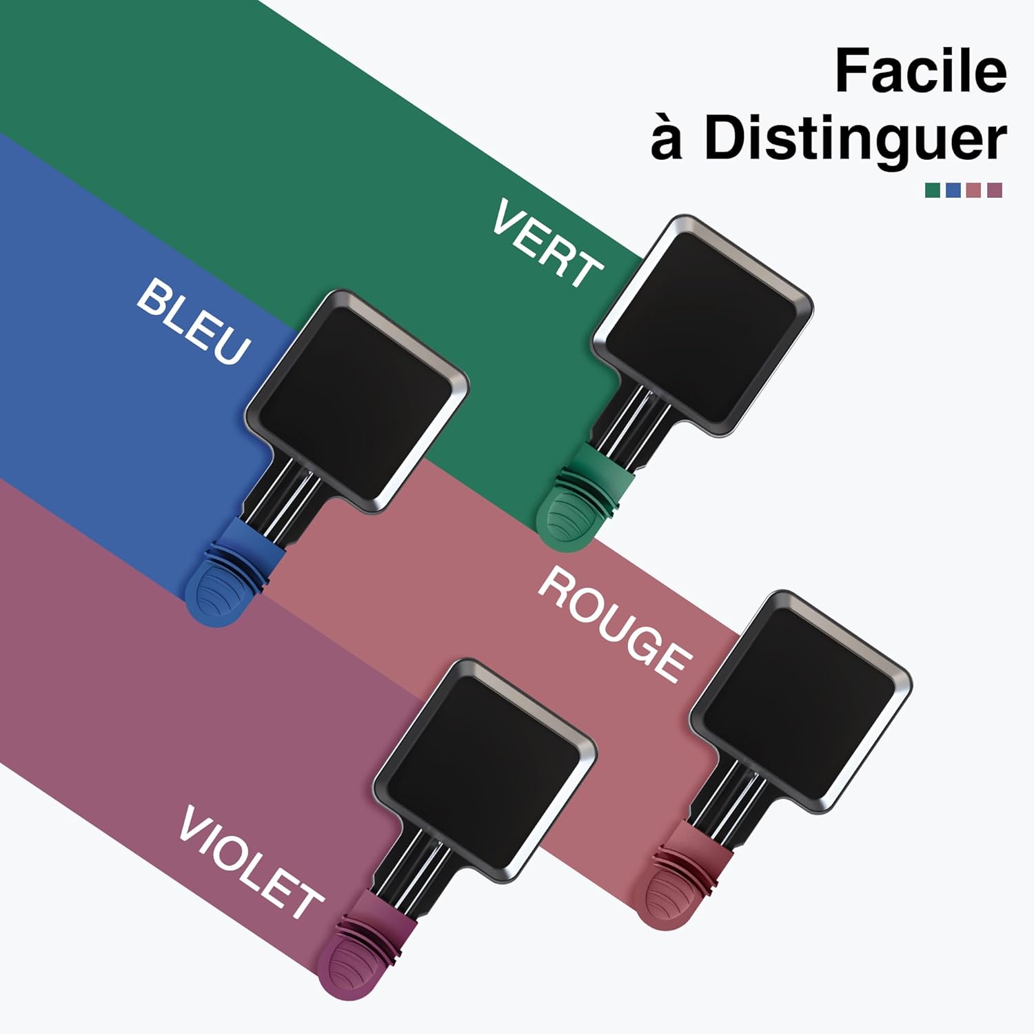 Poêlons à raclette carrés - poignée colorée - antiadhésif - 4 spatules - lave-vaisselle