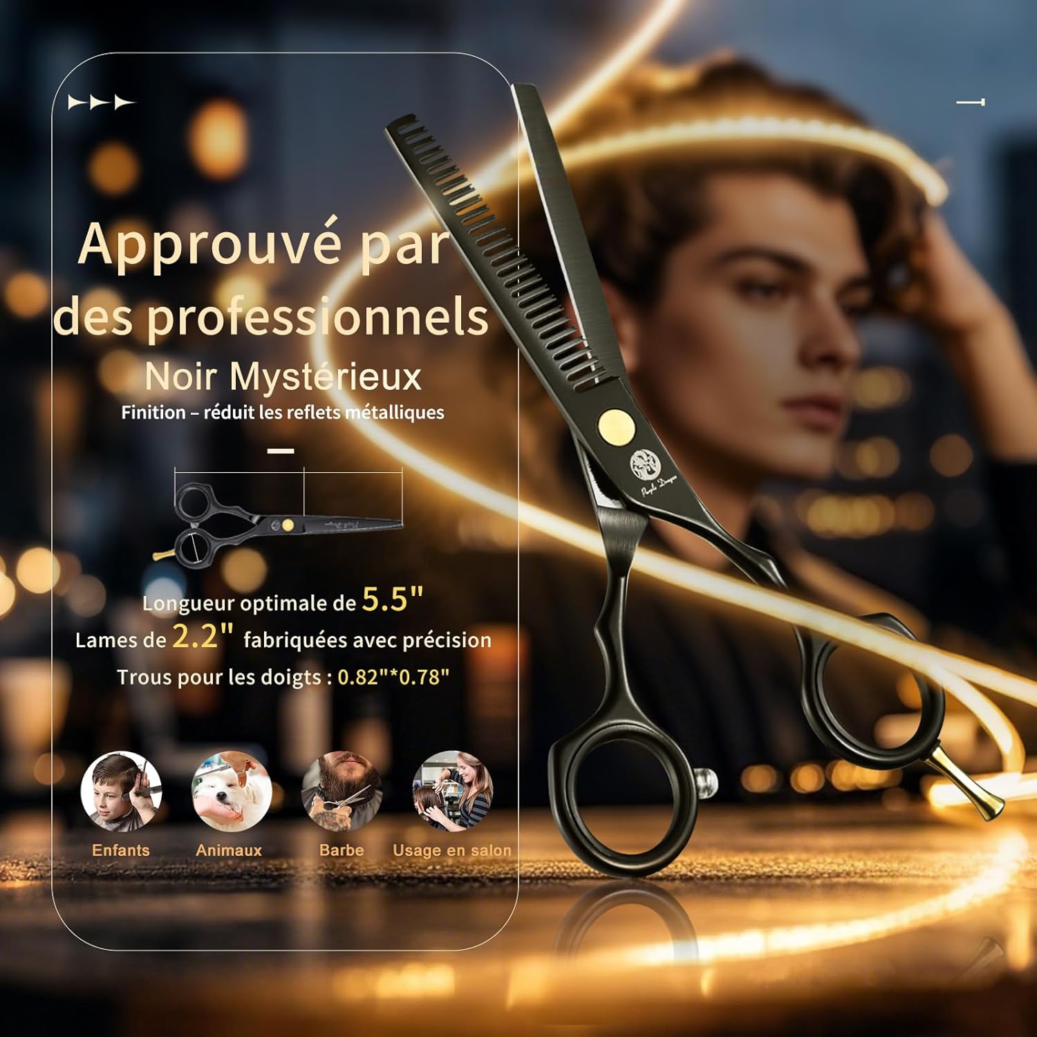 Kit de ciseaux de coiffure - inox 5,5