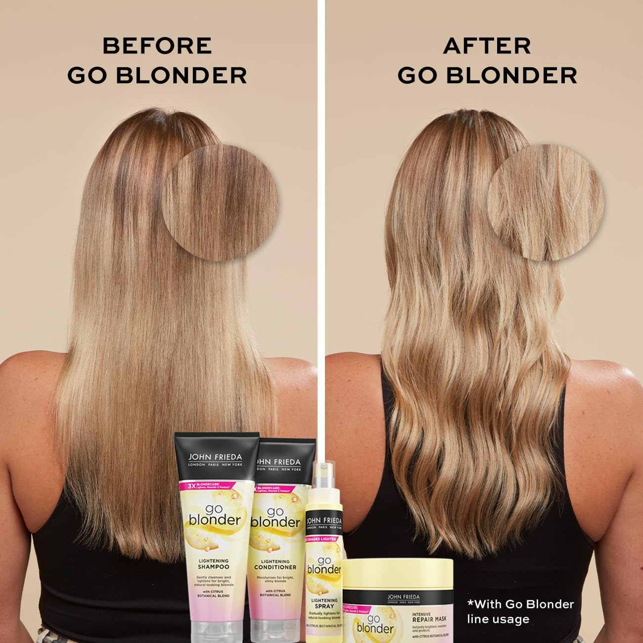 John Frieda - Go Blonder Soin Démêlant - 75ml x2 - Éclaircissant cheveux