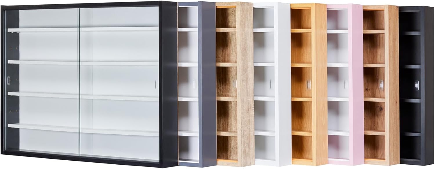 Inter Link - Vitrine murale Pinkruby 80x60x9,5cm - 4 étagères, 5 compartiments