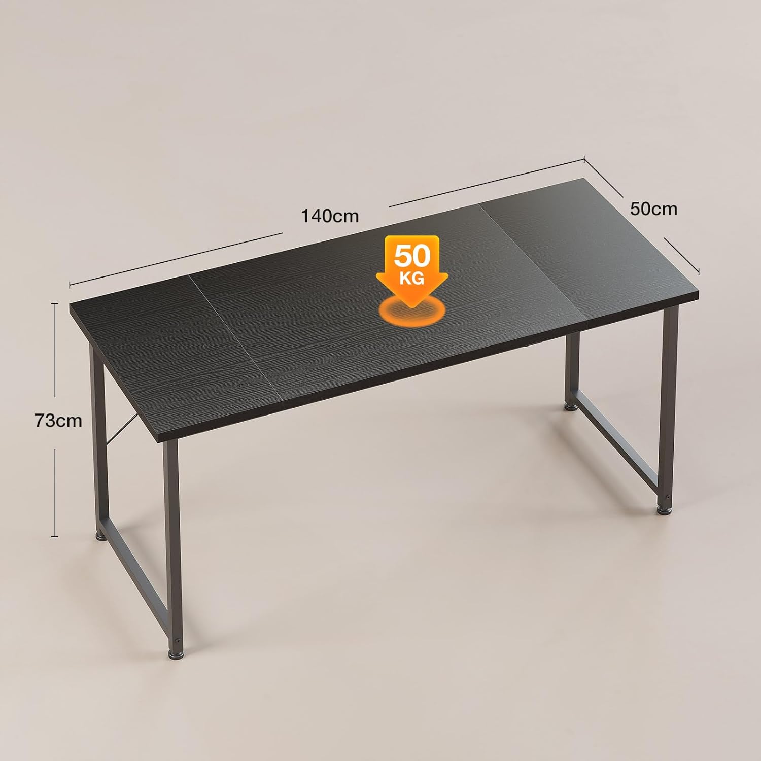 ODK - Bureau d'ordinateur 140x50cm, table d'étude, noir