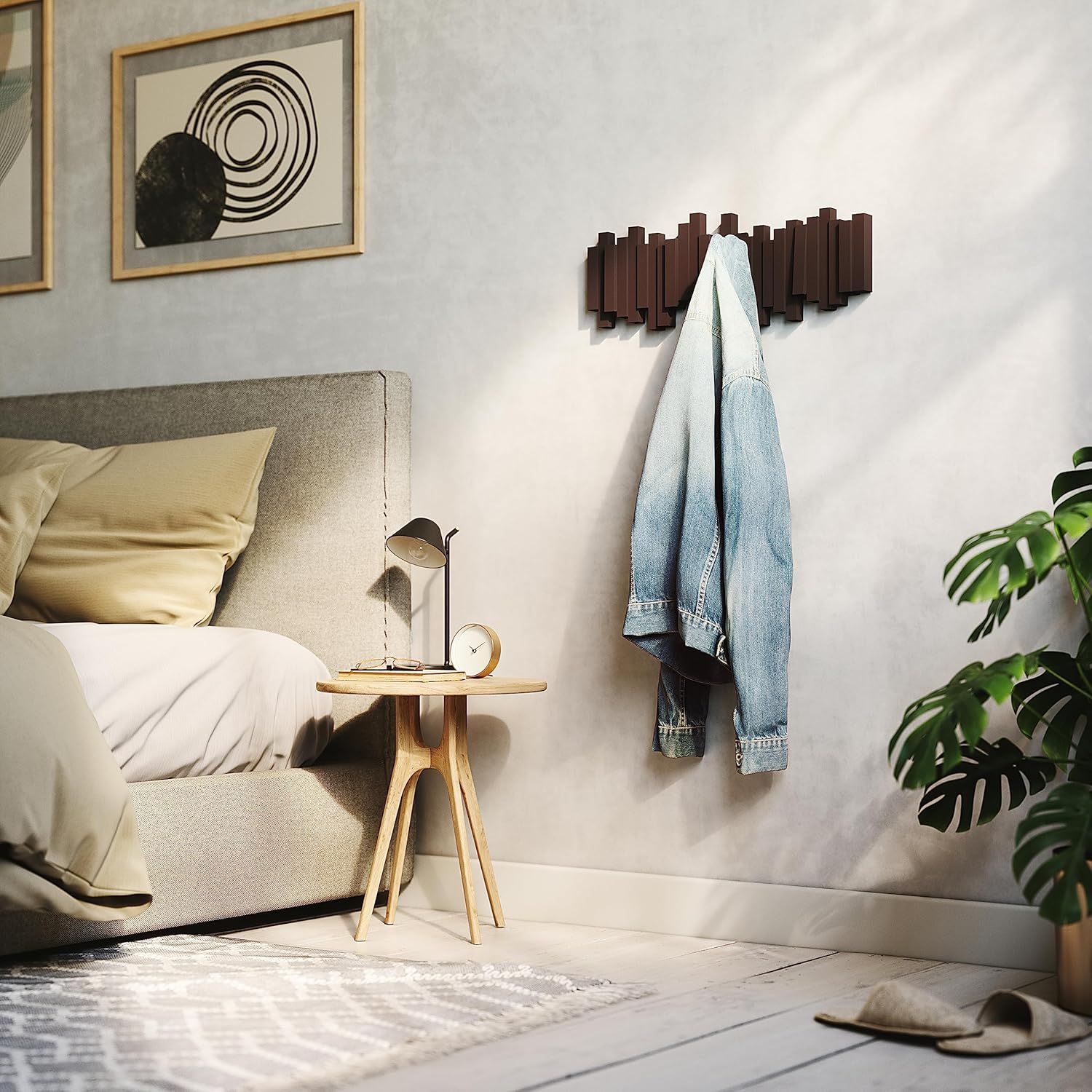 Umbra - Sticks portemanteau mural - 5 crochets rabattables - espresso