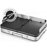 LEBENLANG Barbecue électrique de table avec Pince à barbecue et protection anti-éclaboussures I 2400 W pour l'intérieur