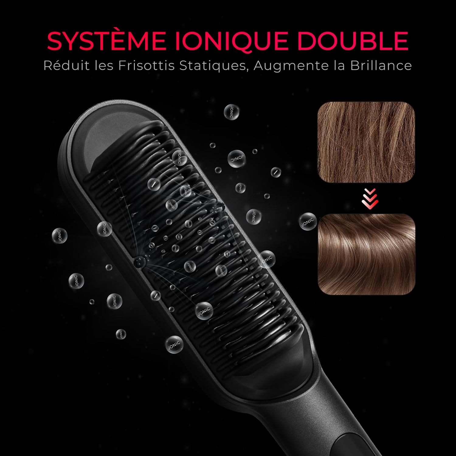 TYMO - Ring Plus - Brosse lissante, 9 températures, ions négatifs, LCD, 120-210°C