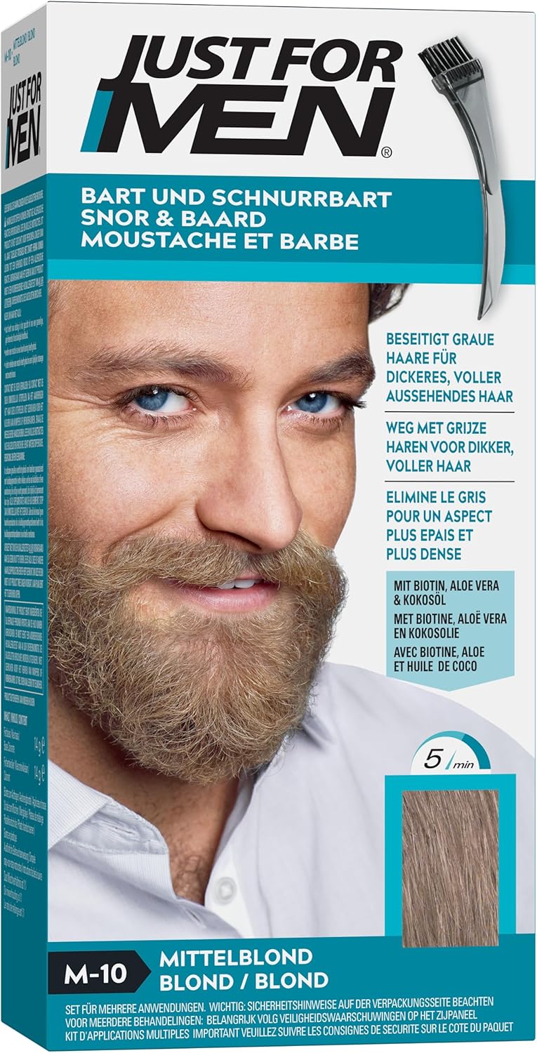 Just For Men - Barbe & Moustache - blond - sans ammoniaque, couvre les poils gris, peigne inclus - M10