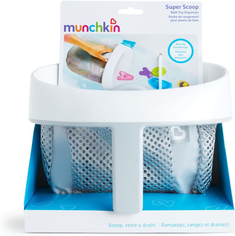 Munchkin - Super Scoop - panier et filet amovible - rangement jouets bain