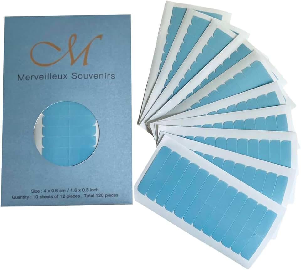 Bande adhésive extension cheveux - lot 120 pièces - double face, bleu