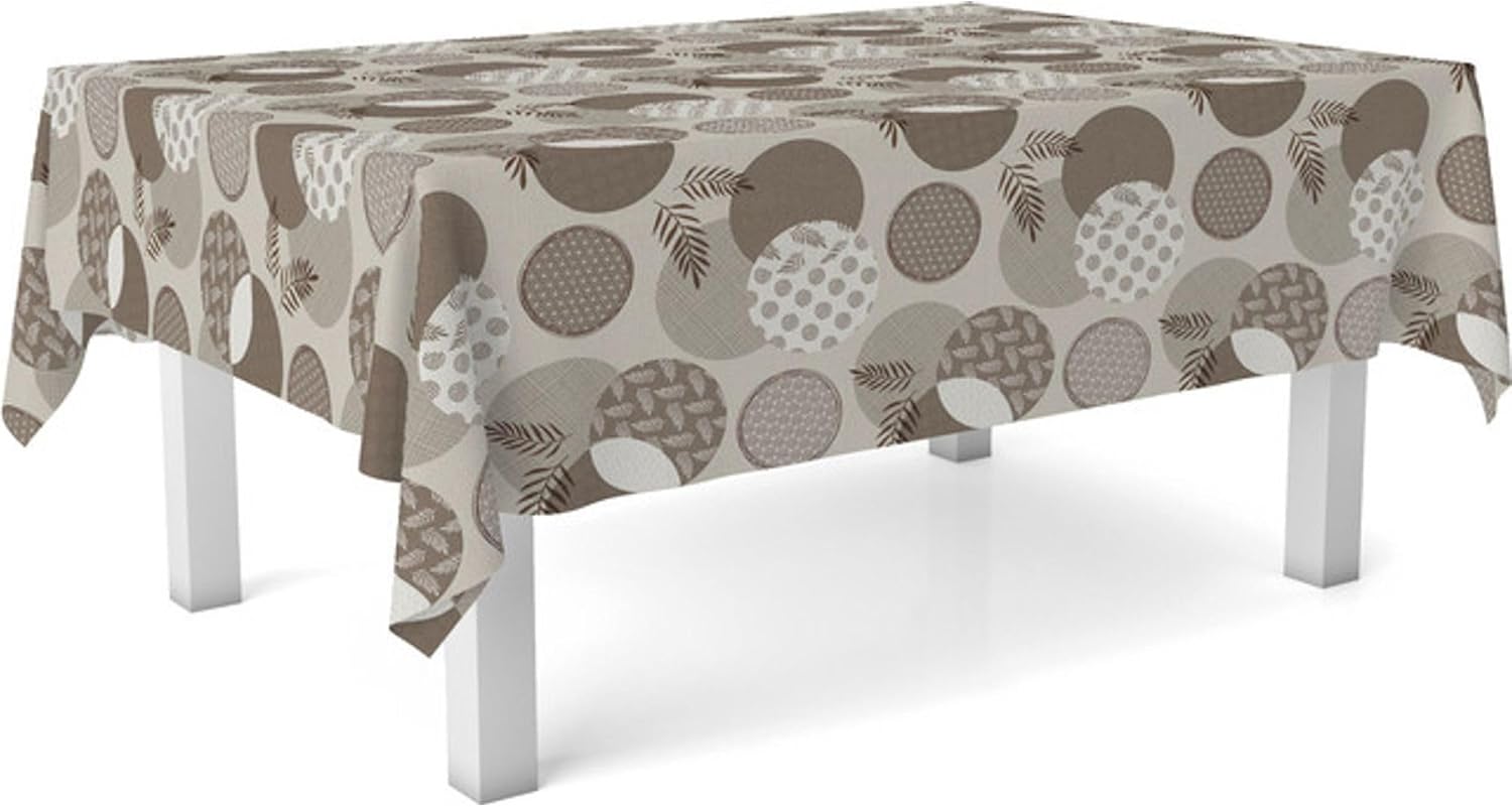 Nappe en toile cirée - rectangulaire 240x140cm - anti-taches, imperméable, entretien facile, marron