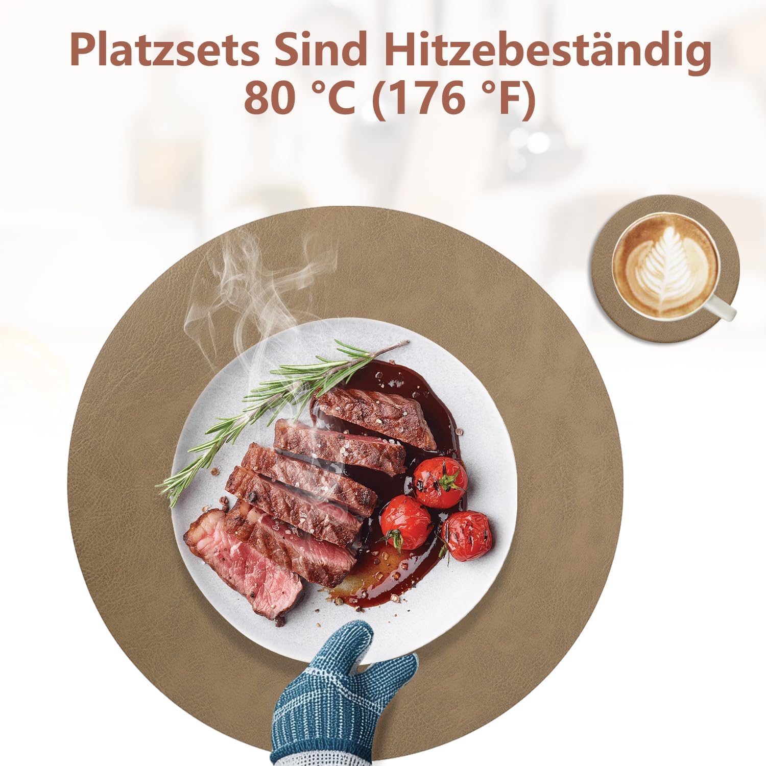 Set de table - cuir PU double face - 36x36cm - lavable, antidérapant, lot de 4