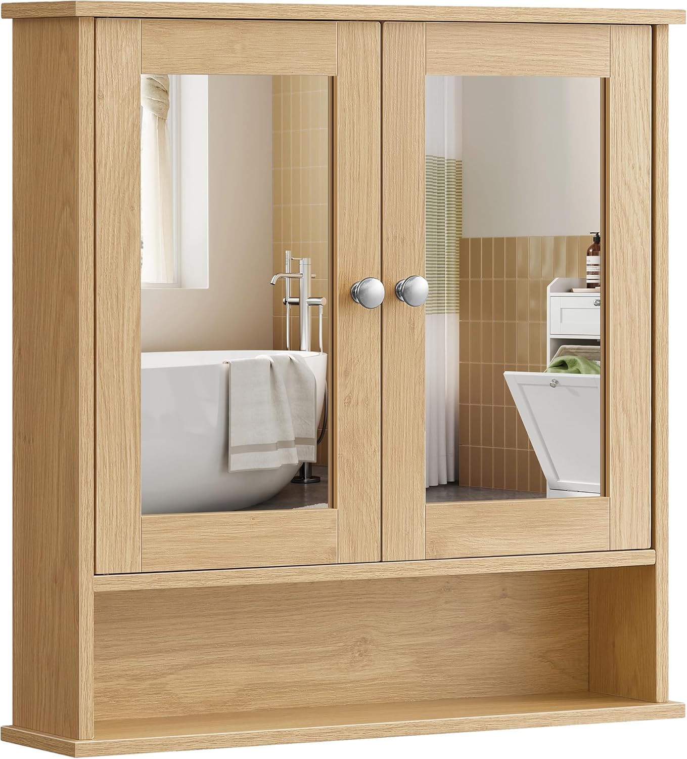 VASAGLE - armoire murale salle de bain - 13x56,5x58,5cm - 2 portes miroir et étagère réglable LHC003Y01