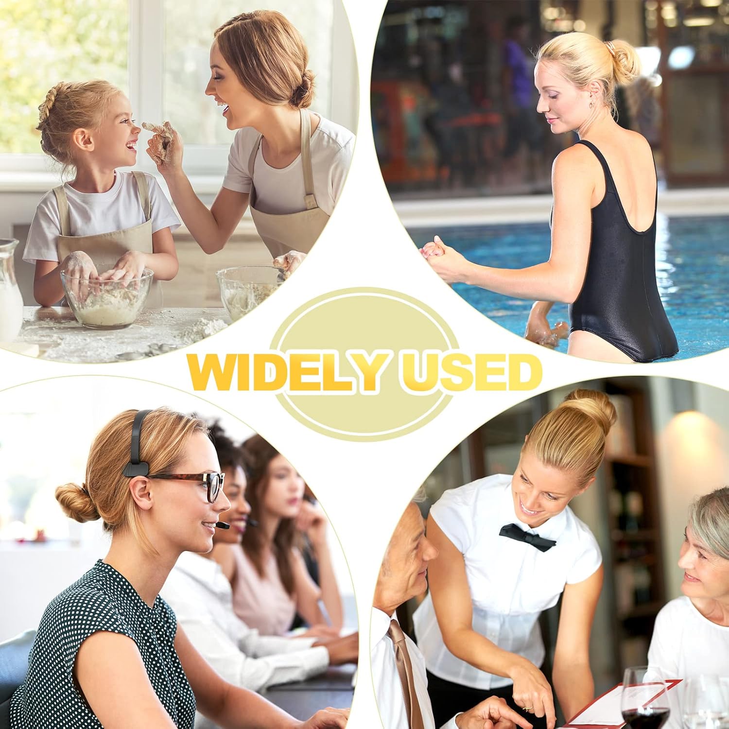 Filets à cheveux – 35 pièces – invisibles, élastiques, chignon, or