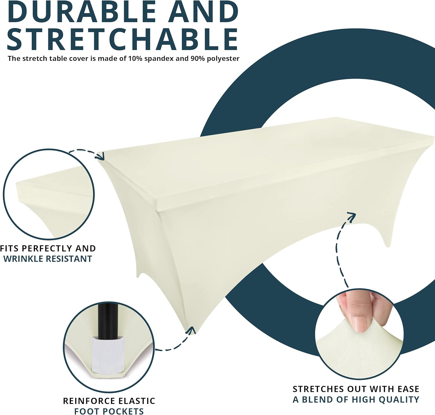 Utopia Kitchen - nappe extensible - 122 cm - polyester/spandex, lavable, infroissable, lot de 2