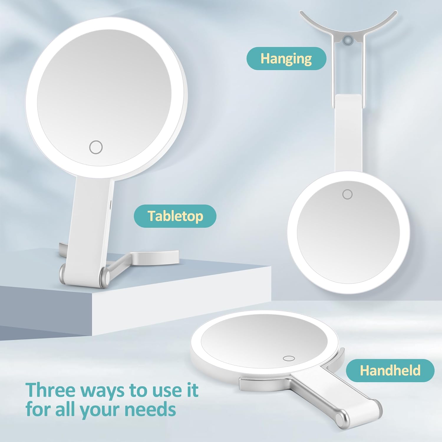 B Beauty Planet - miroir double face - compact, pliable, lumineux, 1X/30X, 2000mAh