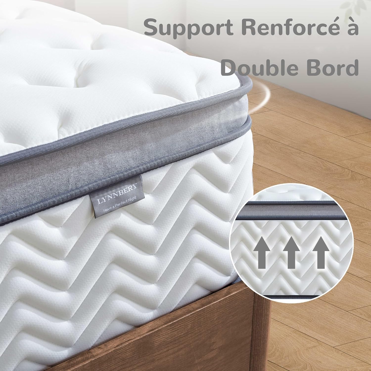 Matelas hybride 180x200cm - ressorts ensachés, mémoire de forme, mi-ferme