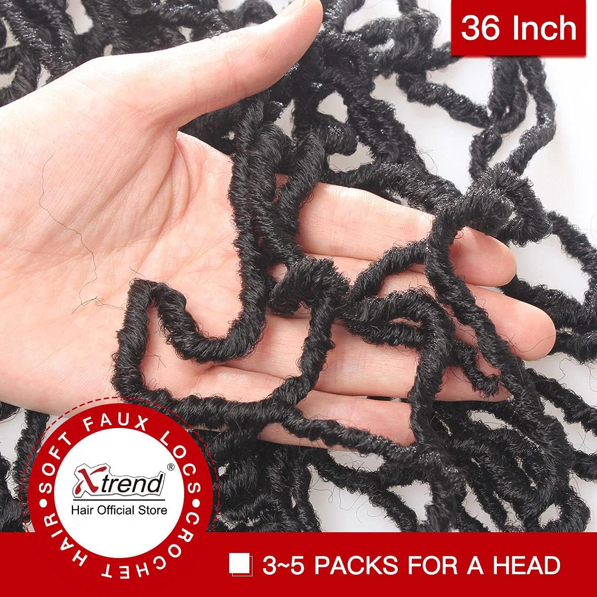 Xtrend - Nu Locs crochet cheveux synthétiques 91 cm, 7x12 mèches, 1B#