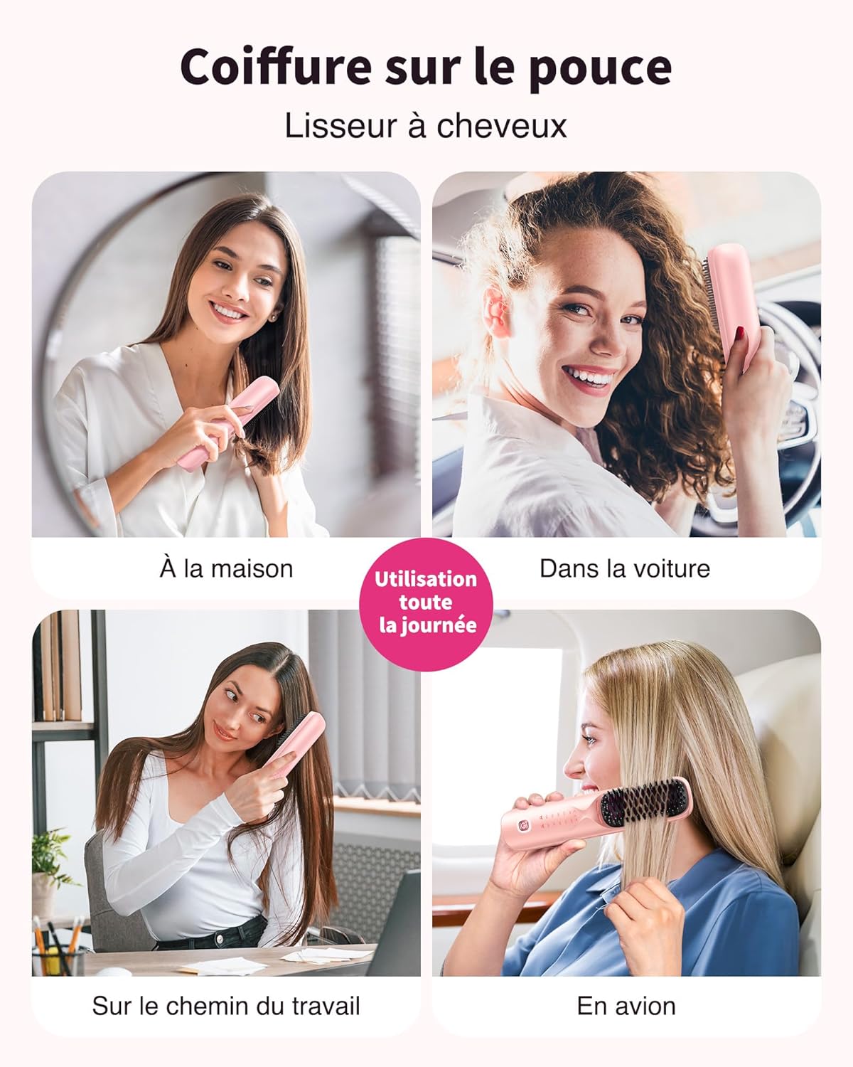 Bopcal - Brosse Lissante 3 en 1, 10000mAh, céramique, ions, sans fil