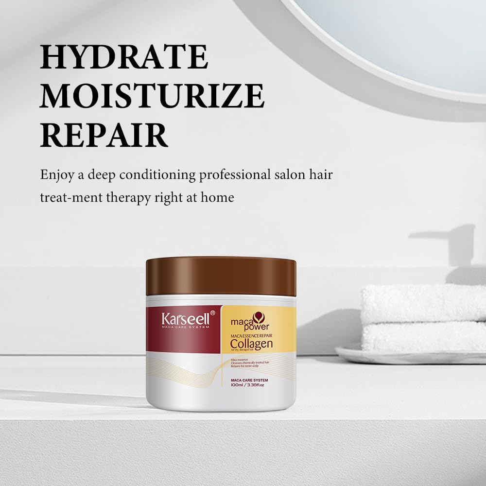 Karseell - Masque cheveux Collagen 100ml - réparation profonde, huile d'argan