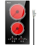 Plaque de cuisson 2 feux électrique 3000 W, Disaenvir plaque encastrable vitrocéramique, plaque de cuisson ve...