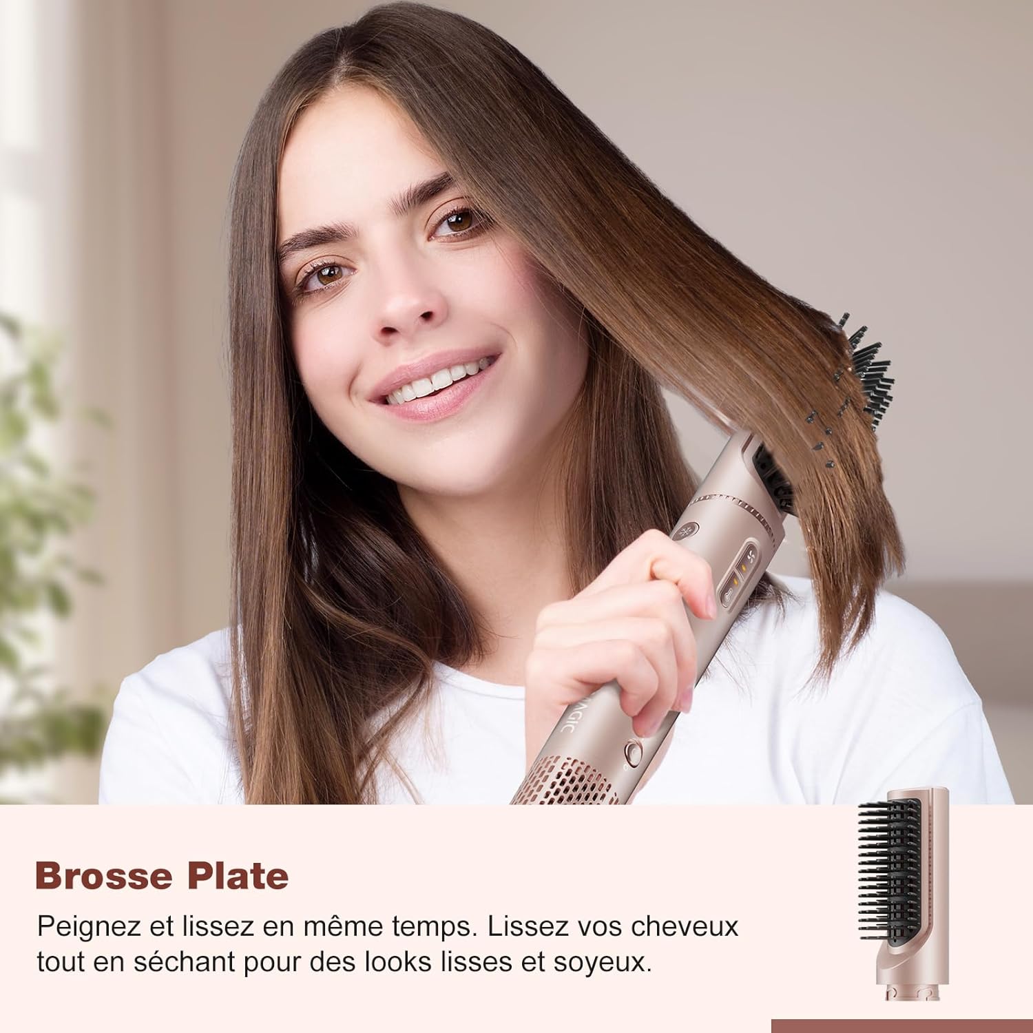 7MAGIC - Air Styler multifonction 7 en 1 - sèche, lisse, boucle, ions, avec boîte de voyage