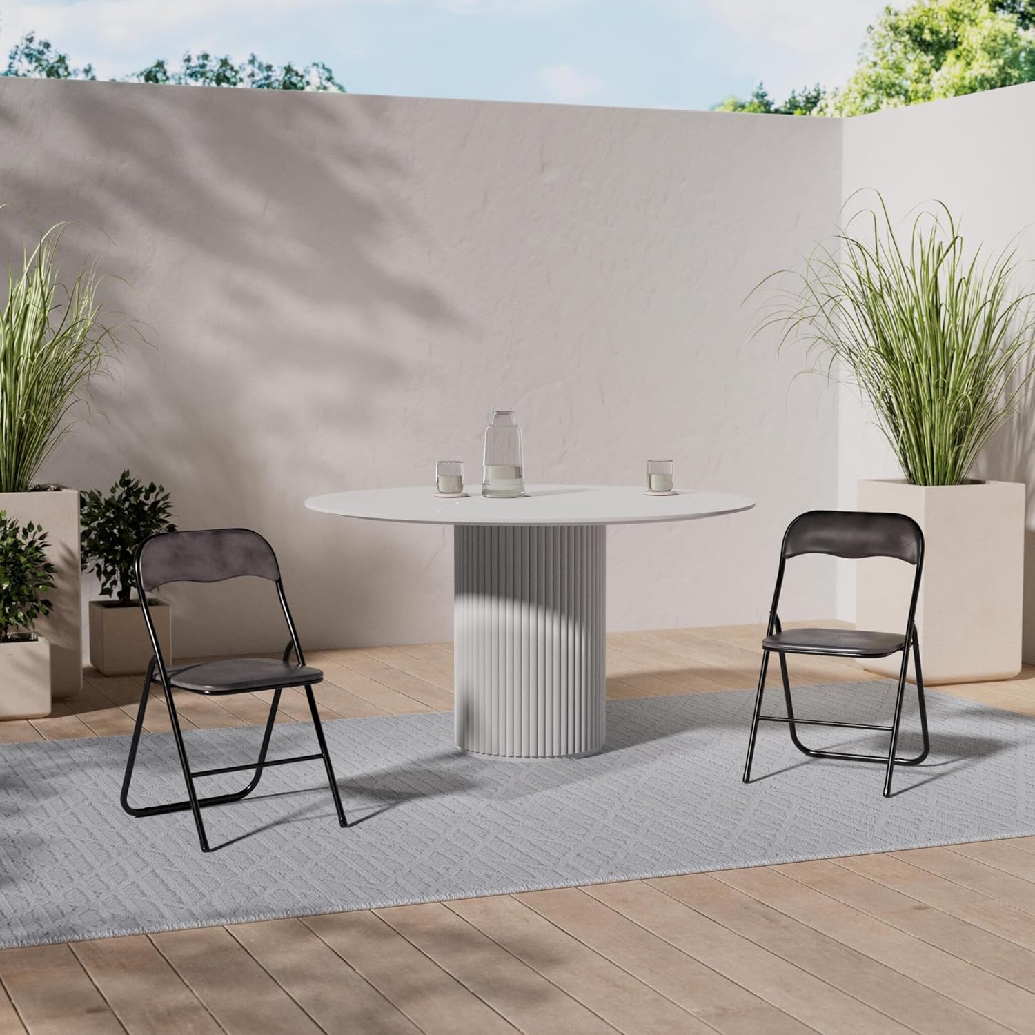 5five - Chaise pliante velours gris anthracite - compacte et confortable