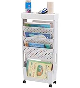DOEWORKS Chariot de Rangement à 5 Niveaux avec roulettes, Étagère à Livres Petite Chariot Roulant...