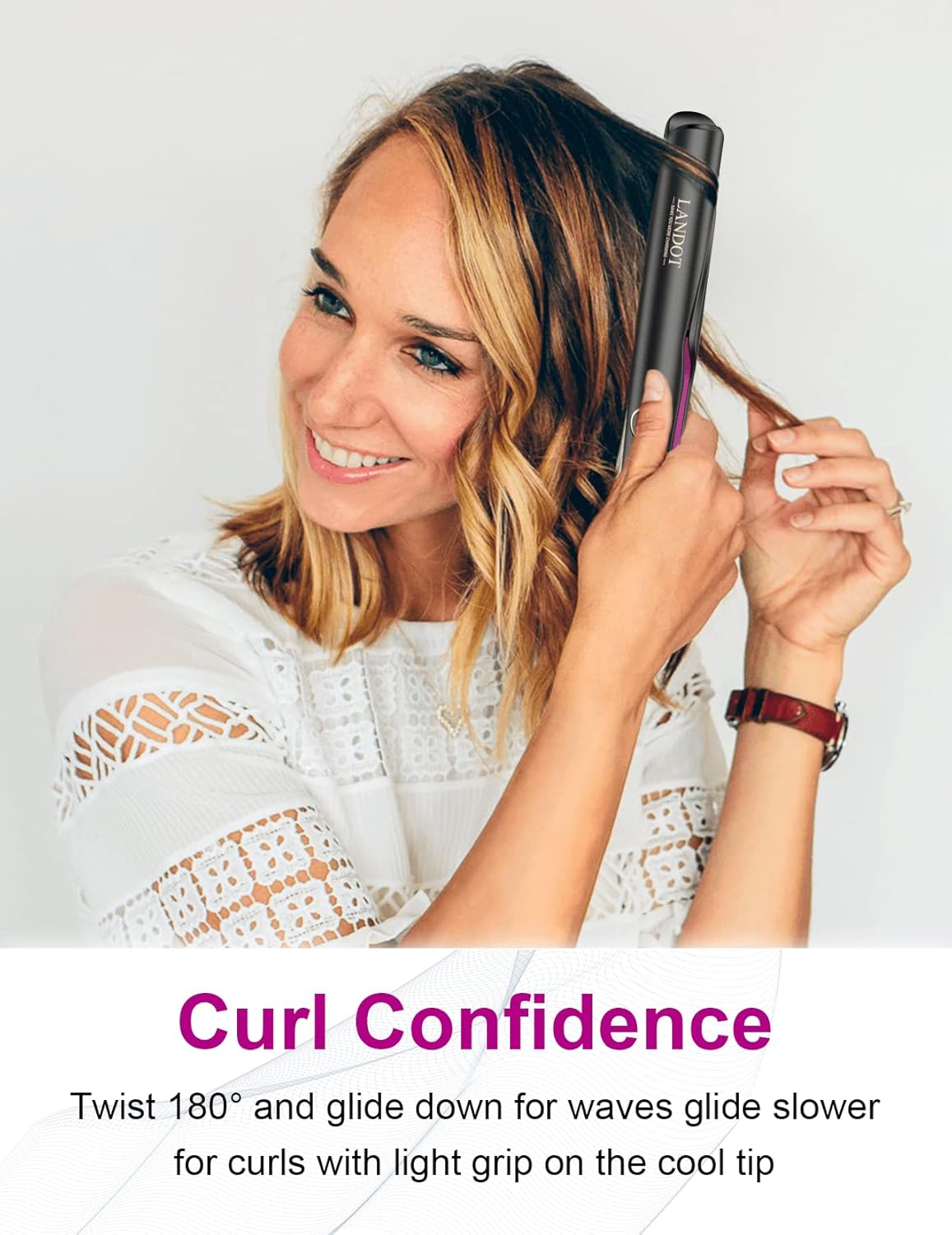 LANDOT - lisseur boucleur 2-en-1 céramique tourmaline - 12 températures - LANDOT