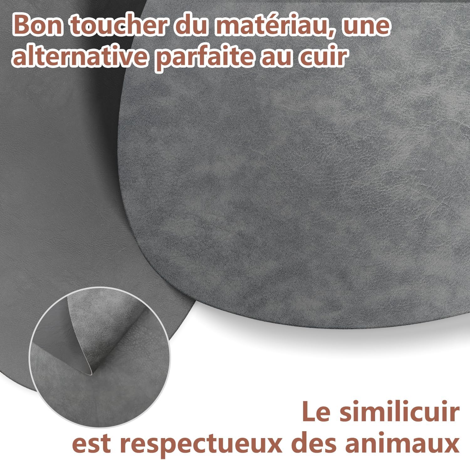 Set de Table - Lot 4 Cuir PU, double face, ovale 41x33cm, lavable