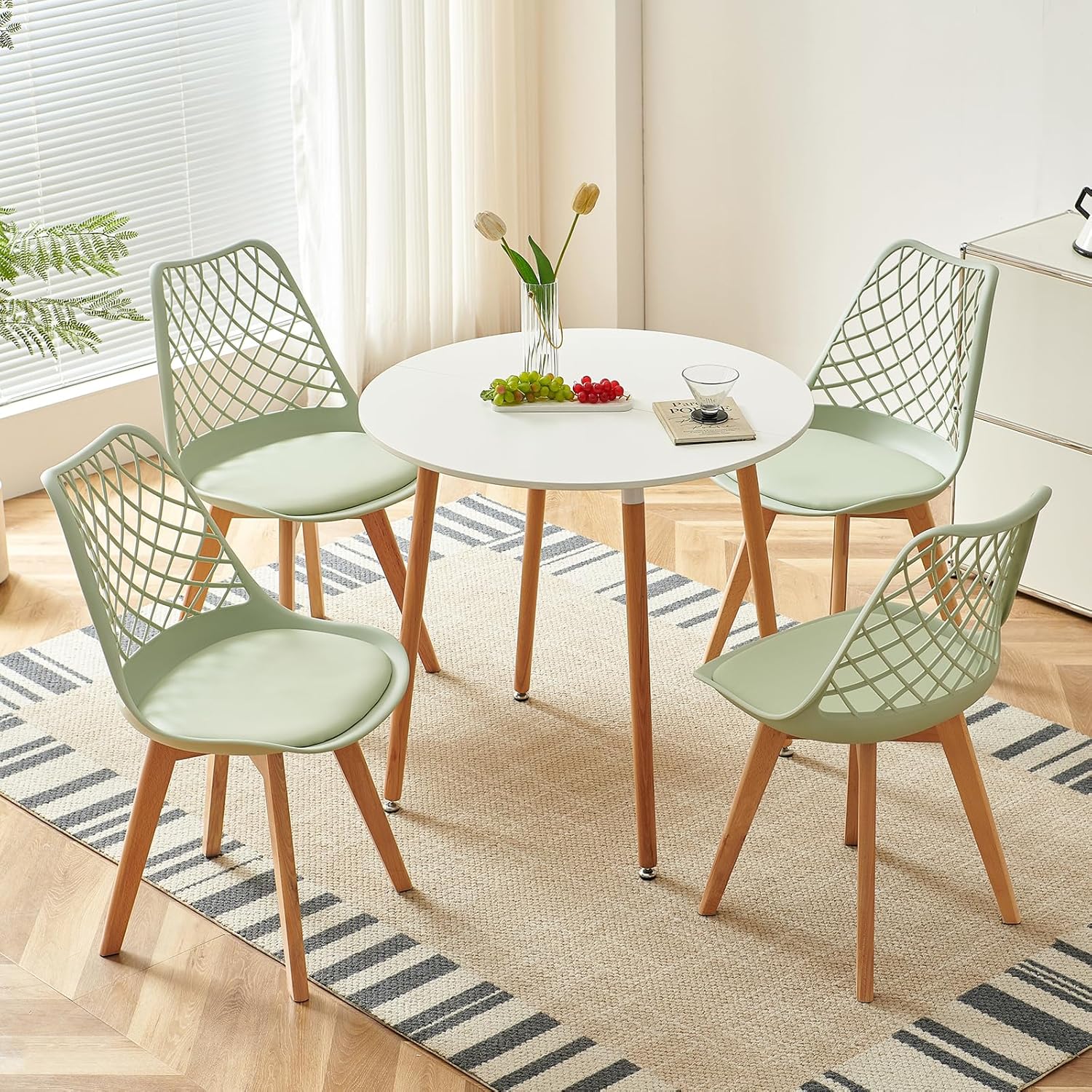 EGGREE - chaises scandinaves creusées - bois hêtre, coussin, lot de 4, testées SGS