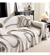 MYSKY HOME Housse de canapé 3 places – Housse de canapé chenille en forme de L, géométrique moderne, bohémienne