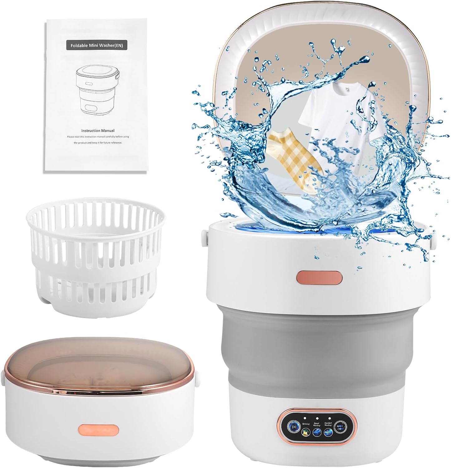 Mini machine à laver portable 13L, 3 modes, tuyau drainage, compact