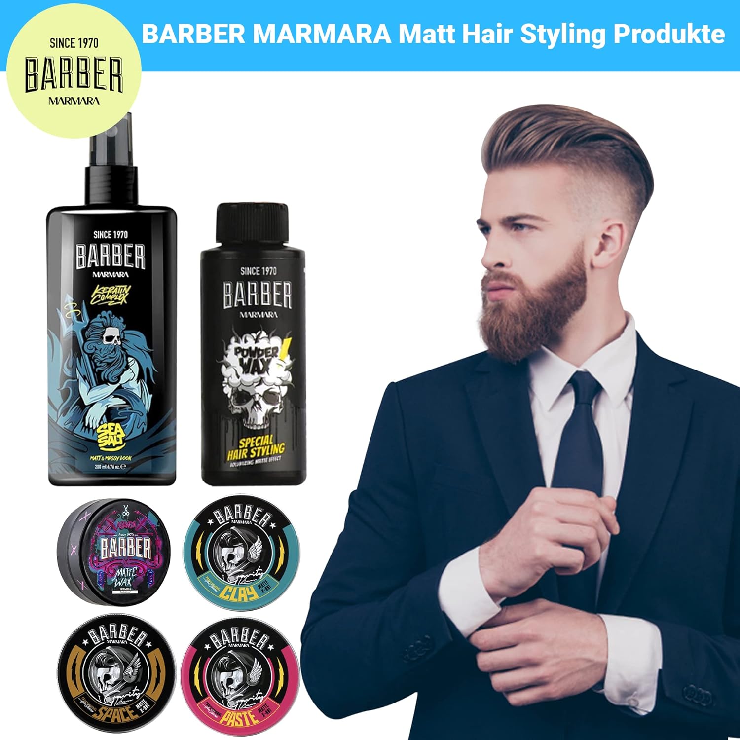 Barber Marmara - poudre coiffante - 20g - texture matte, volume cheveux