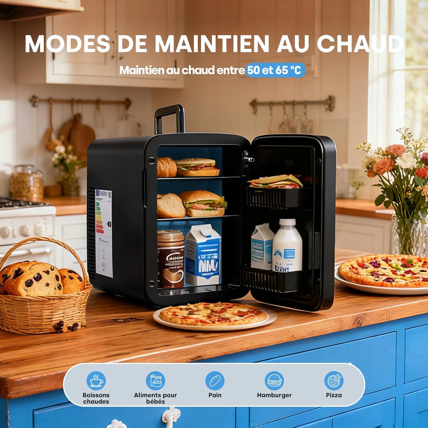 Enventor - Mini Frigo 15L, modes chaud/froid, portable, silencieux