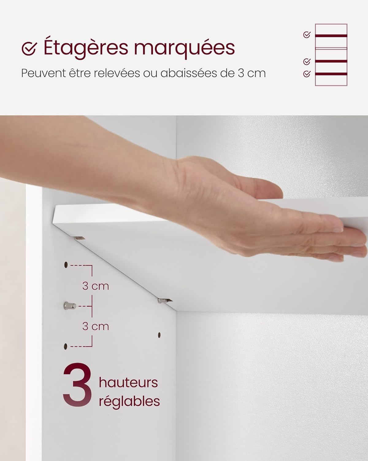 VASAGLE - bibliothèque 6 niveaux, 24x60x134,2cm, blanc, LBC165T14