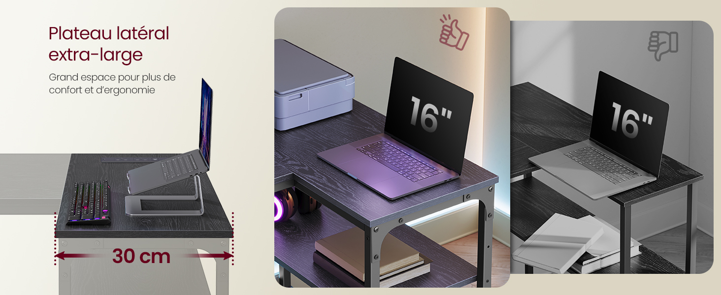 Le texte indique « Individuell gestaltete Zifferblätter ». Plusieurs configurations d'affichage montrant des supports de moniteur ou d'appareil réglables avec des écrans violets et noirs.