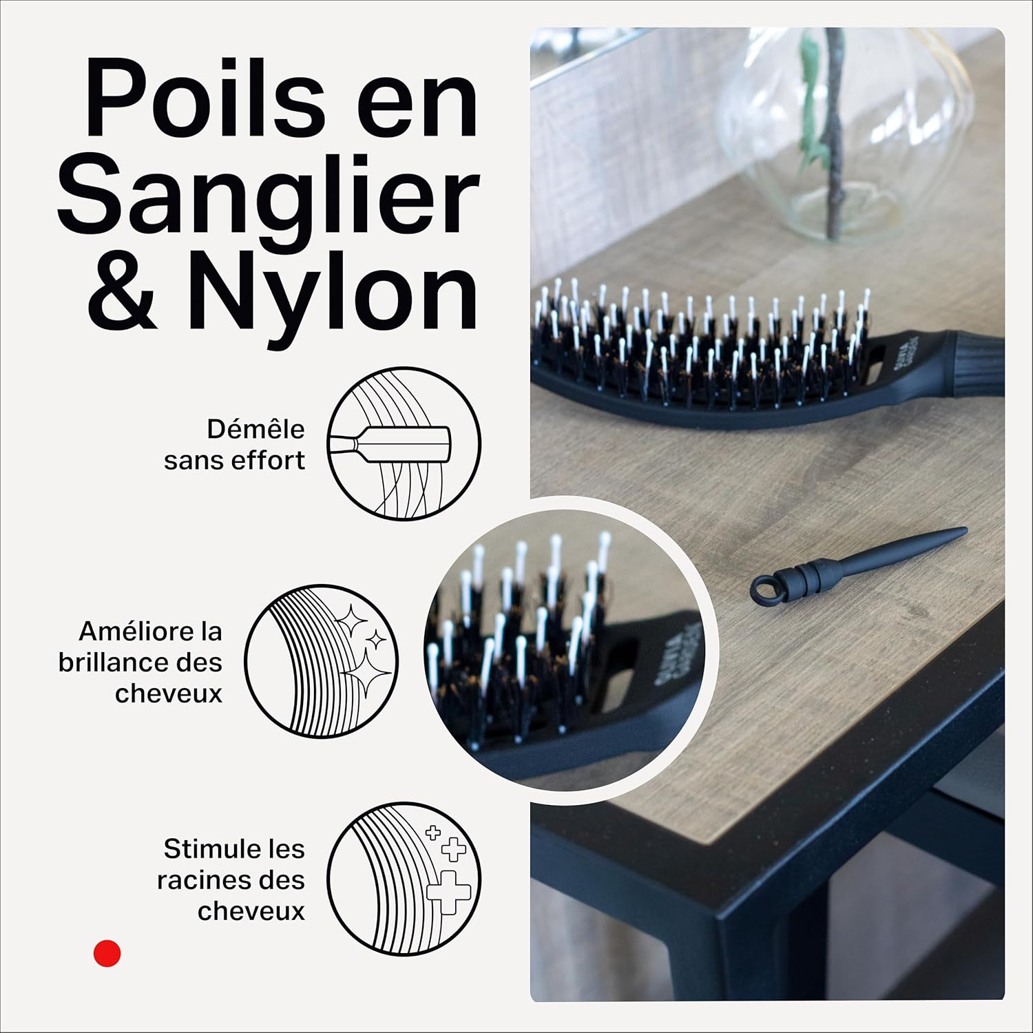 Olivia Garden - Fingerbrush Care Iconic - brosse démêlante, poils sanglier & nylon, brillance ultime