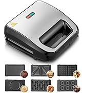 Série d'assiettes pour gaufres présentant des moules de différentes formes : forme circulaire pour les gaufres à grignoter, motif en grille rectangulaire pour les gaufres traditionnelles et moules de forme spéciale.