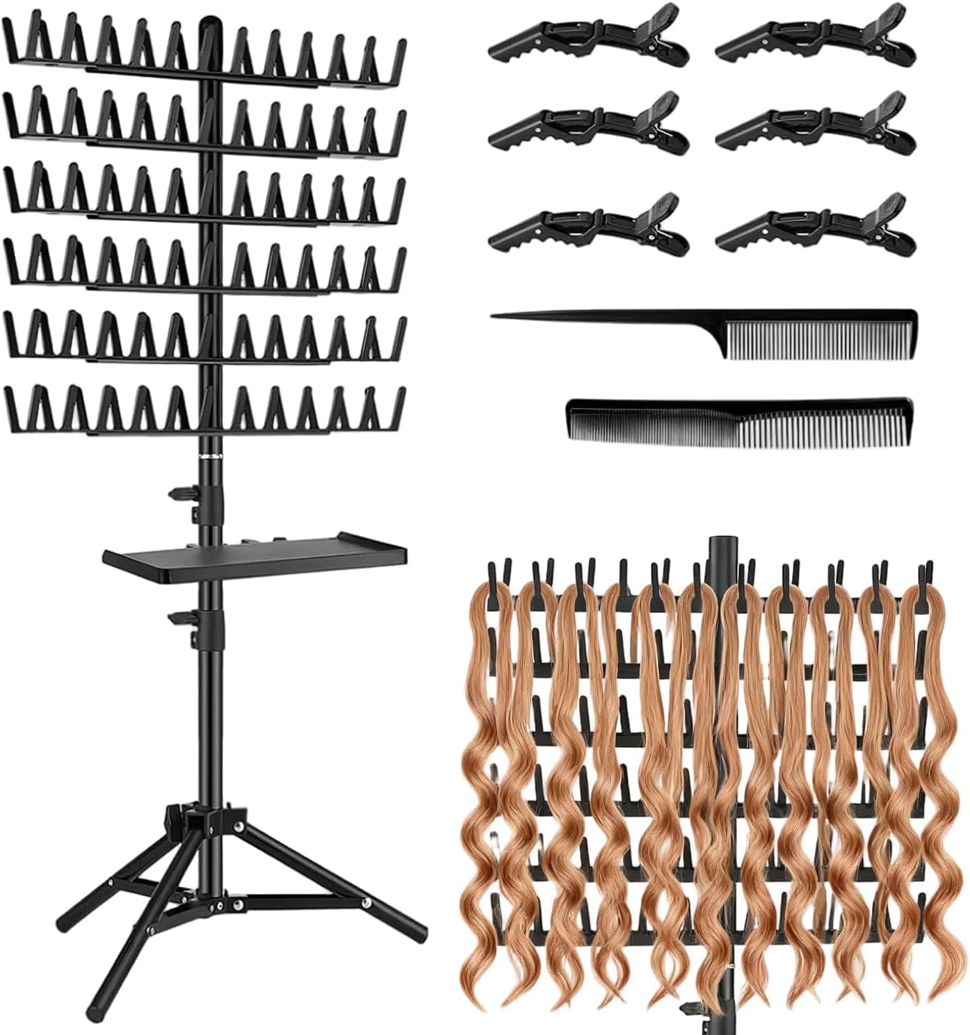 Gresonic - support coiffure professionnel - plateau perruques, 144 pinces