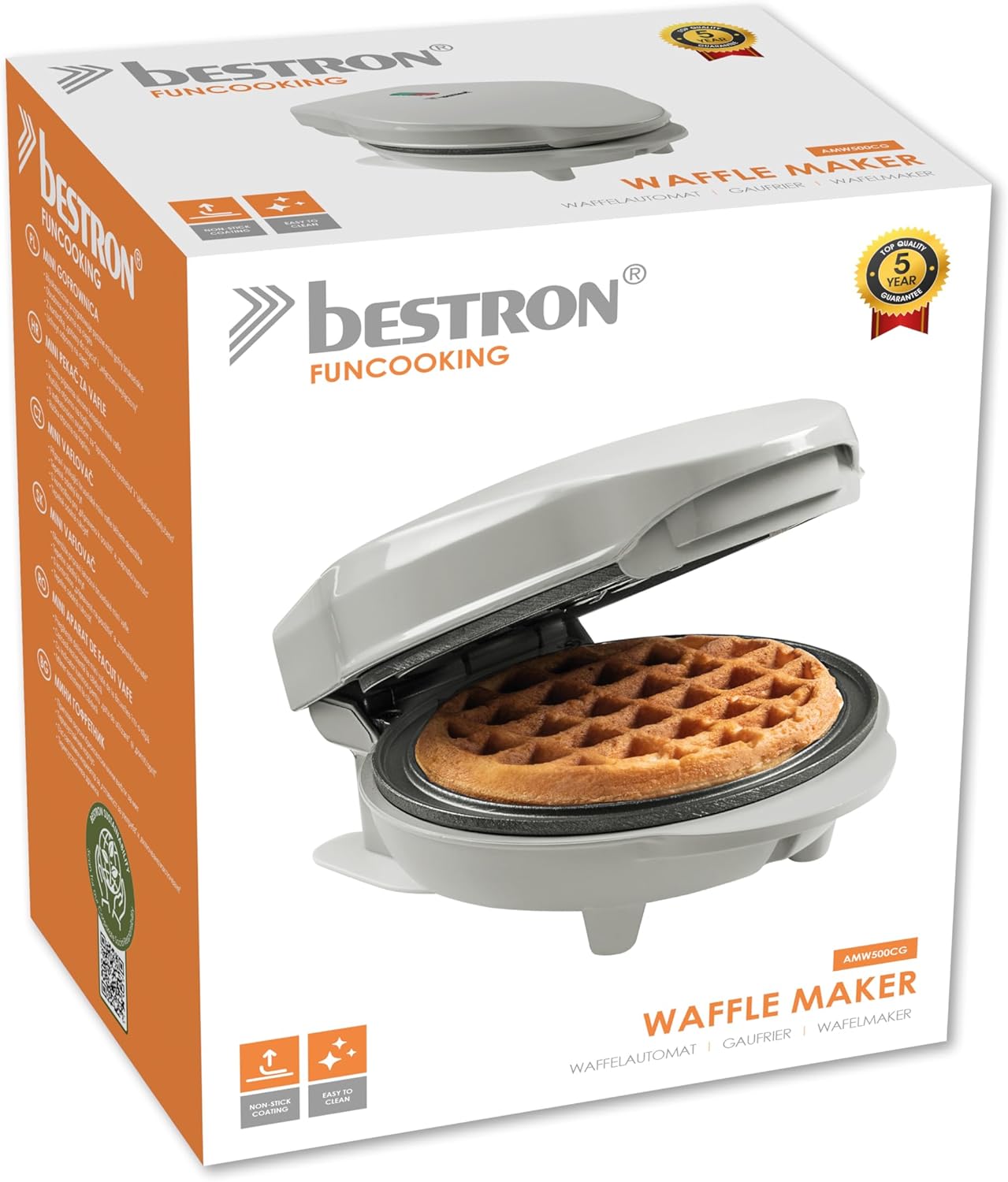 Bestron - Mini gaufrier rétro gris - compact - revêtement antiadhésif