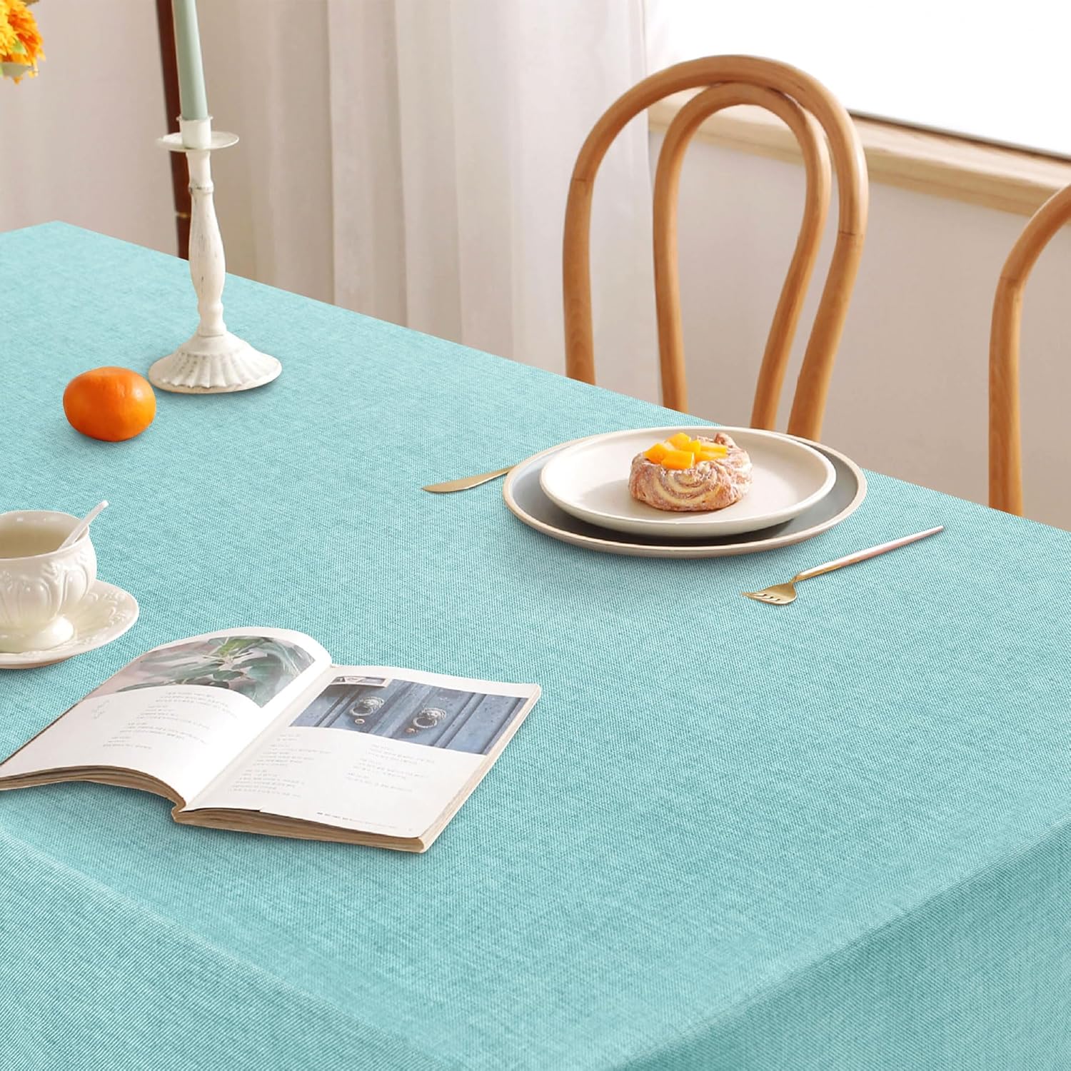 DWCN - Aqua Bleu Lin - 135x260cm - nappe lavable et imperméable