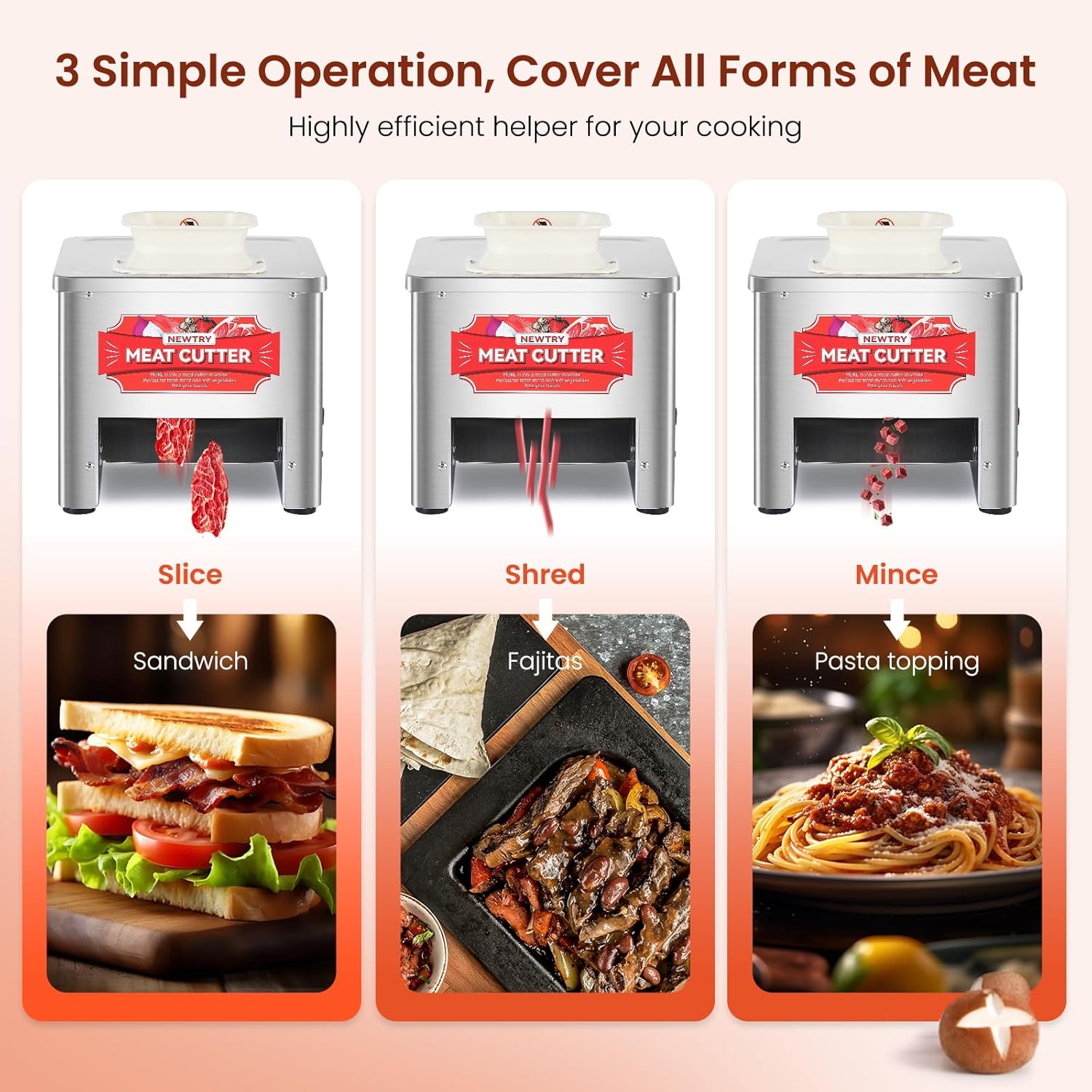 NEWTRY - trancheuse à viande 3,5 mm, 550W, 160kg/h, restaurants