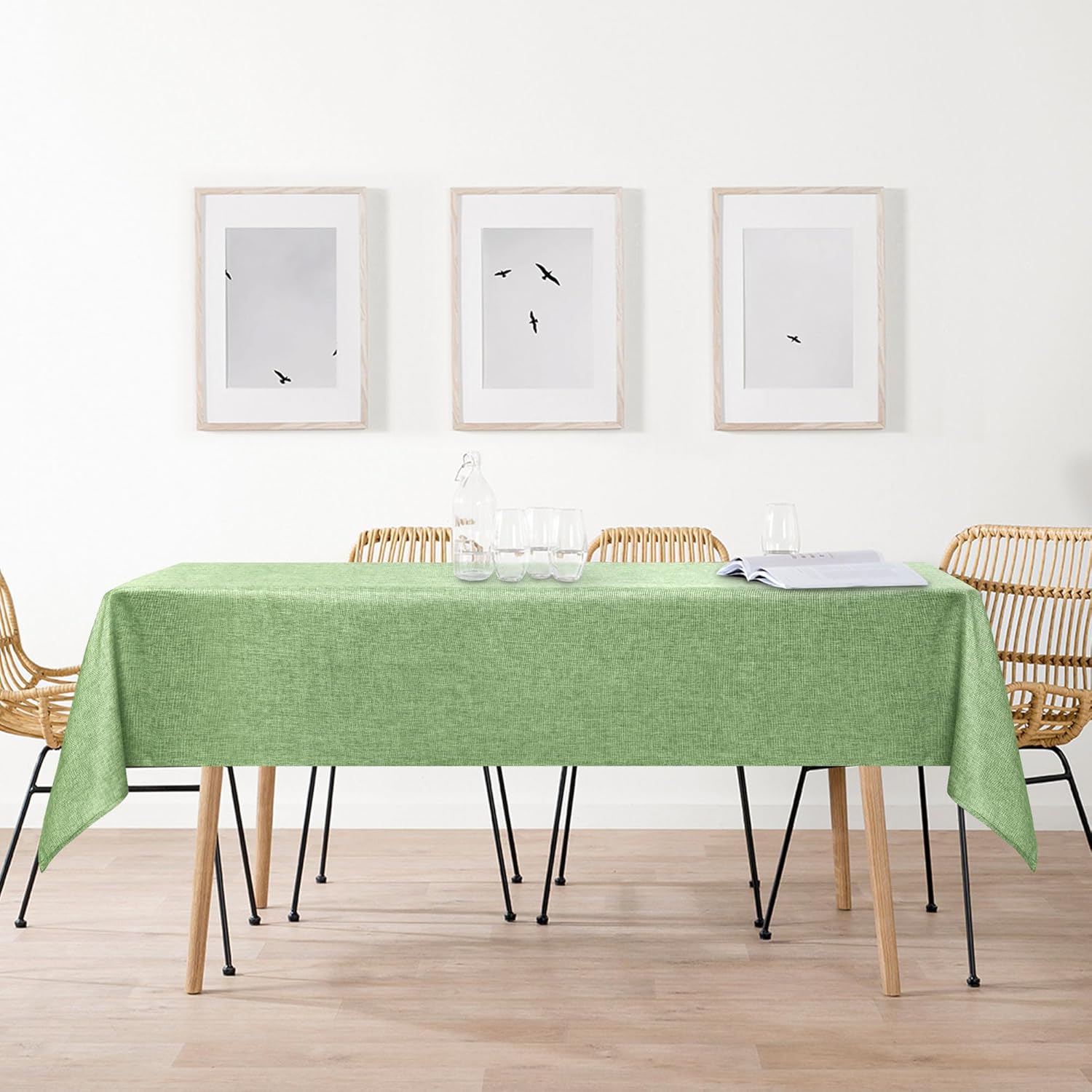 DWCN - nappe aspect lin - 135x180 cm - lavable, imperméable, anti-tache