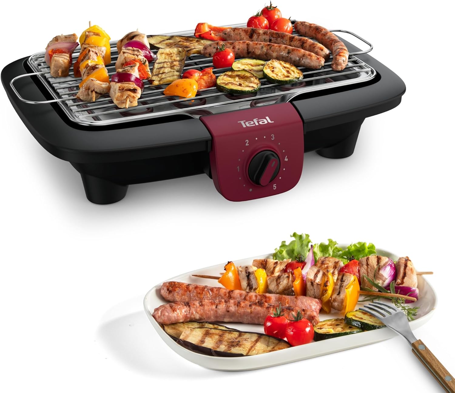 Tefal - EasyGrill Adjust - grande surface inox, réglable, lave-vaisselle - BG90E514