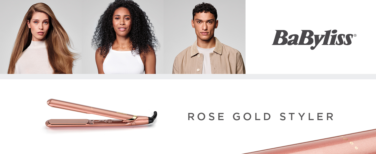 BaByliss, lisseur Rose Gold, 2598PE, lissage rapide, plaque céramique, lissage doux, fer à lisser